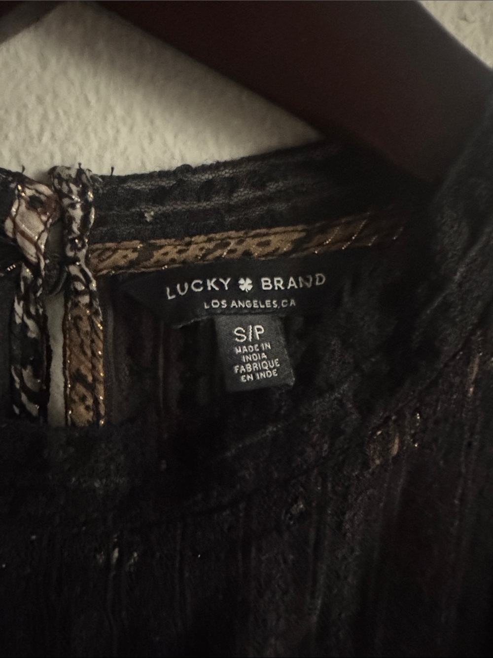 Lucky Brand Black and Tan Printed Sheer Blouse - Picture 2 of 4